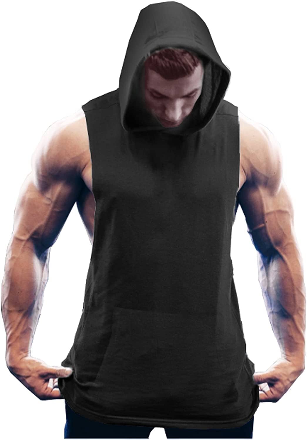 Workout Bodybuilding Ärmlös Huva Linne