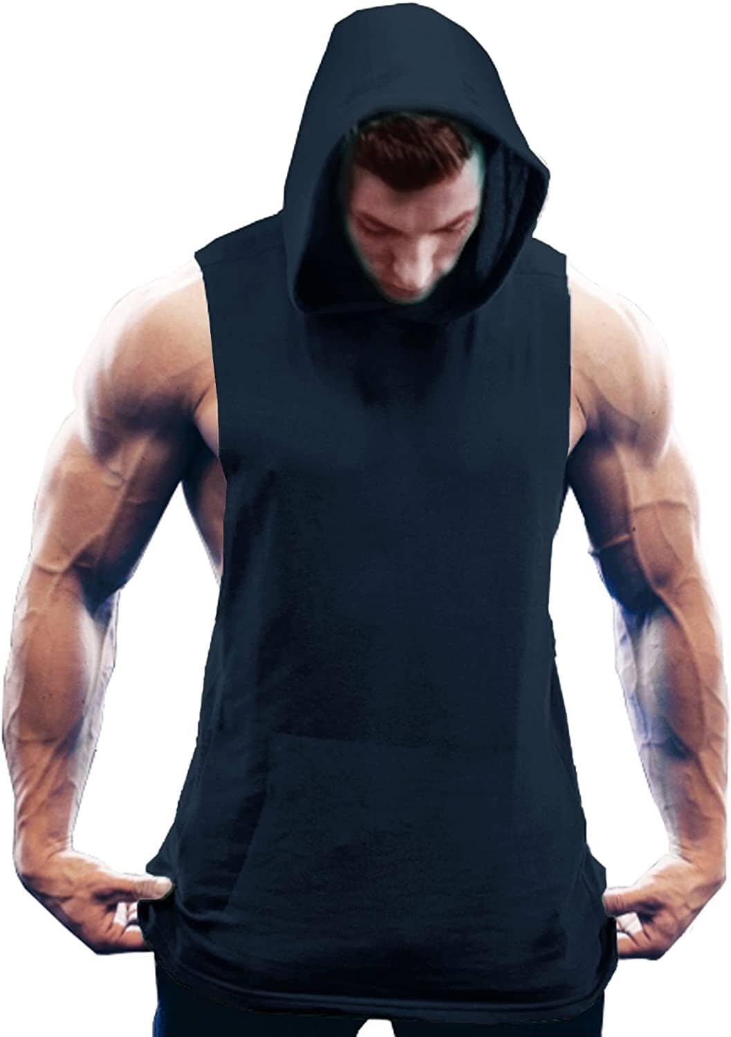 Workout Bodybuilding Ärmlös Huva Linne