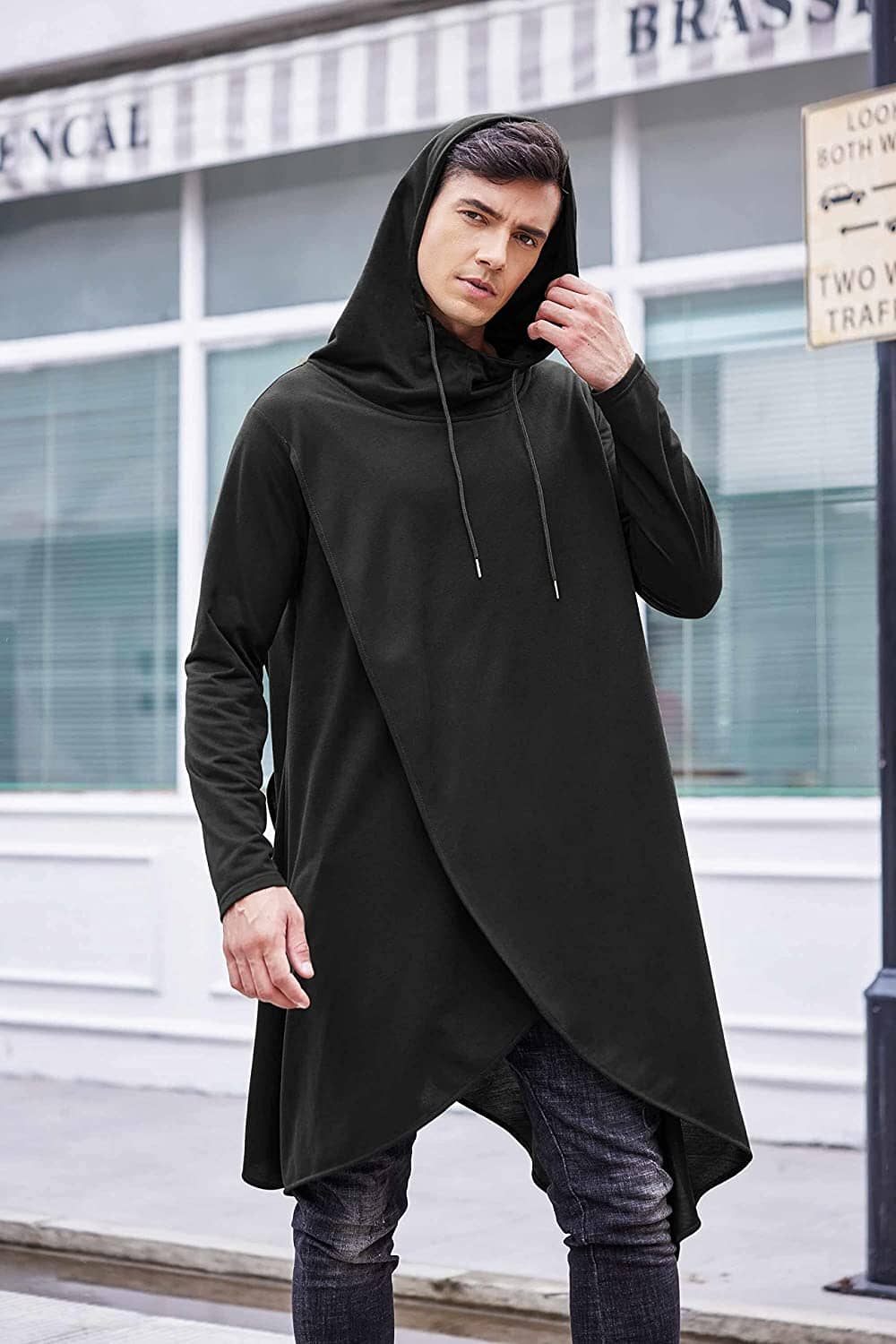 Casual Asymmetrisk Huva Poncho Sweatshirt