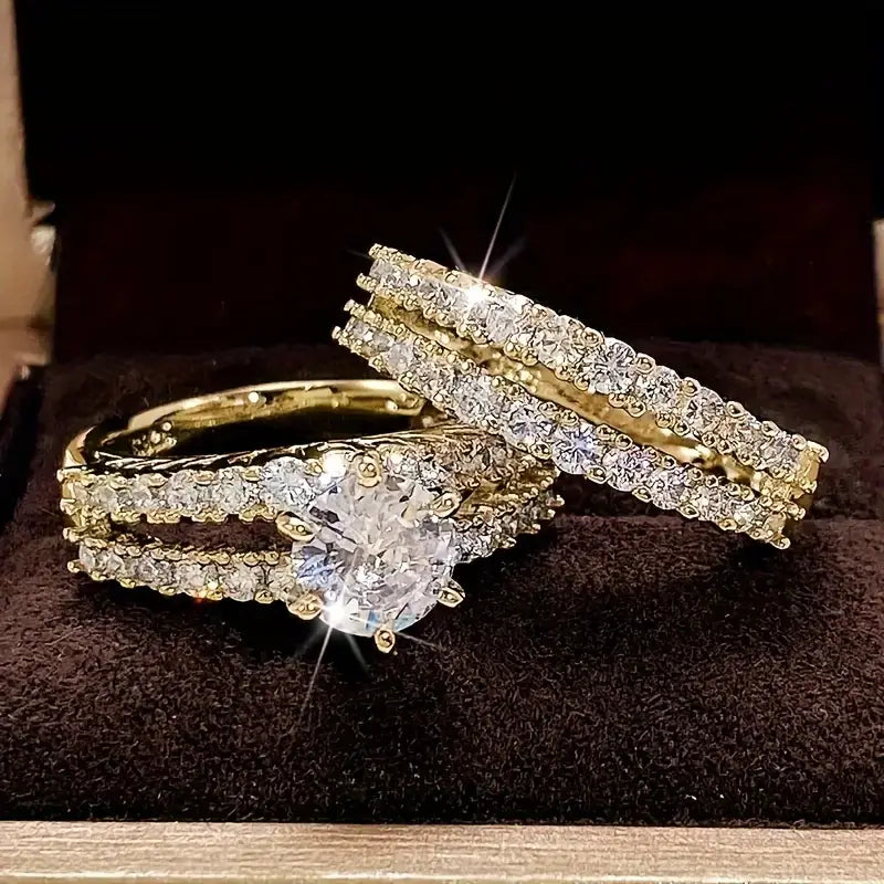 Elegant Evig Strålande Guld Ring Set