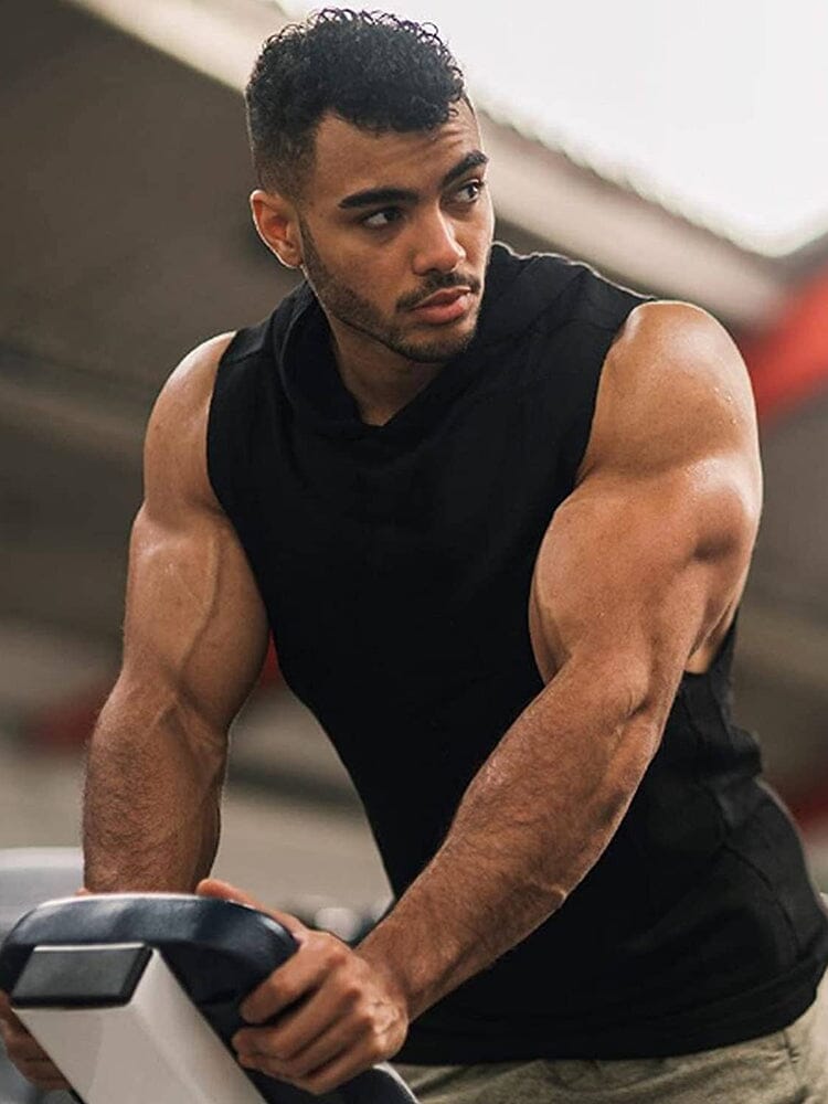Workout Bodybuilding Ärmlös Huva Linne