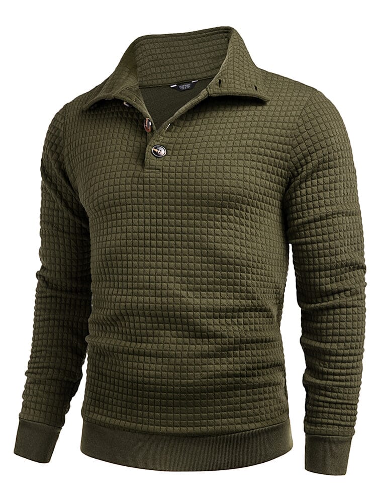 Casual Kvartskrage Waffle Sweatshirt