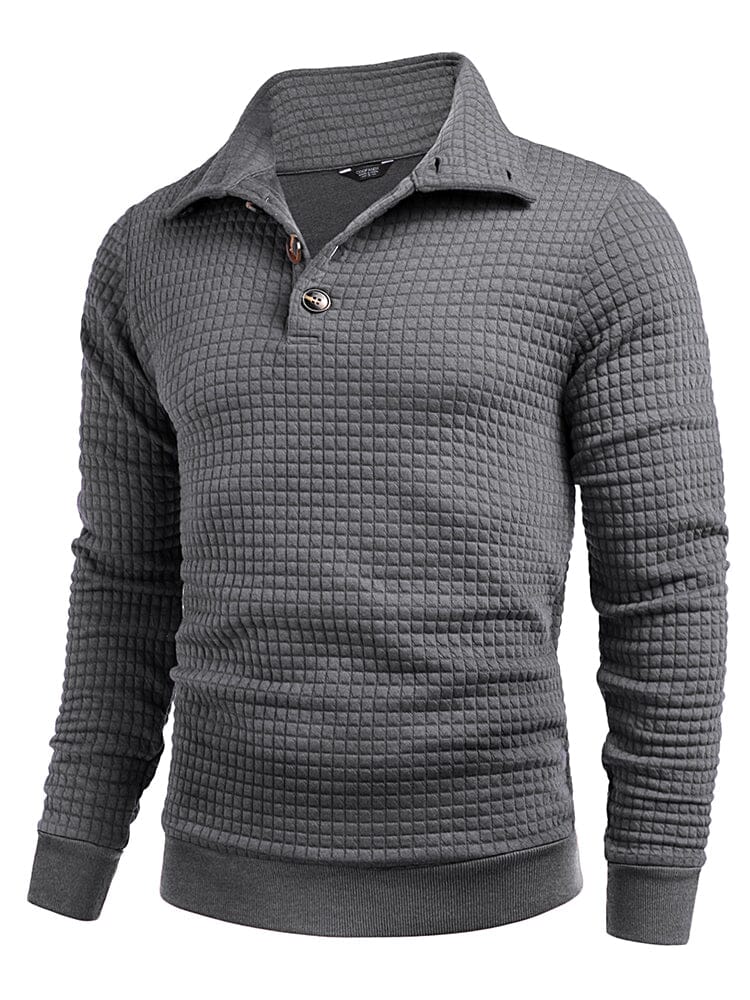 Casual Kvartskrage Waffle Sweatshirt