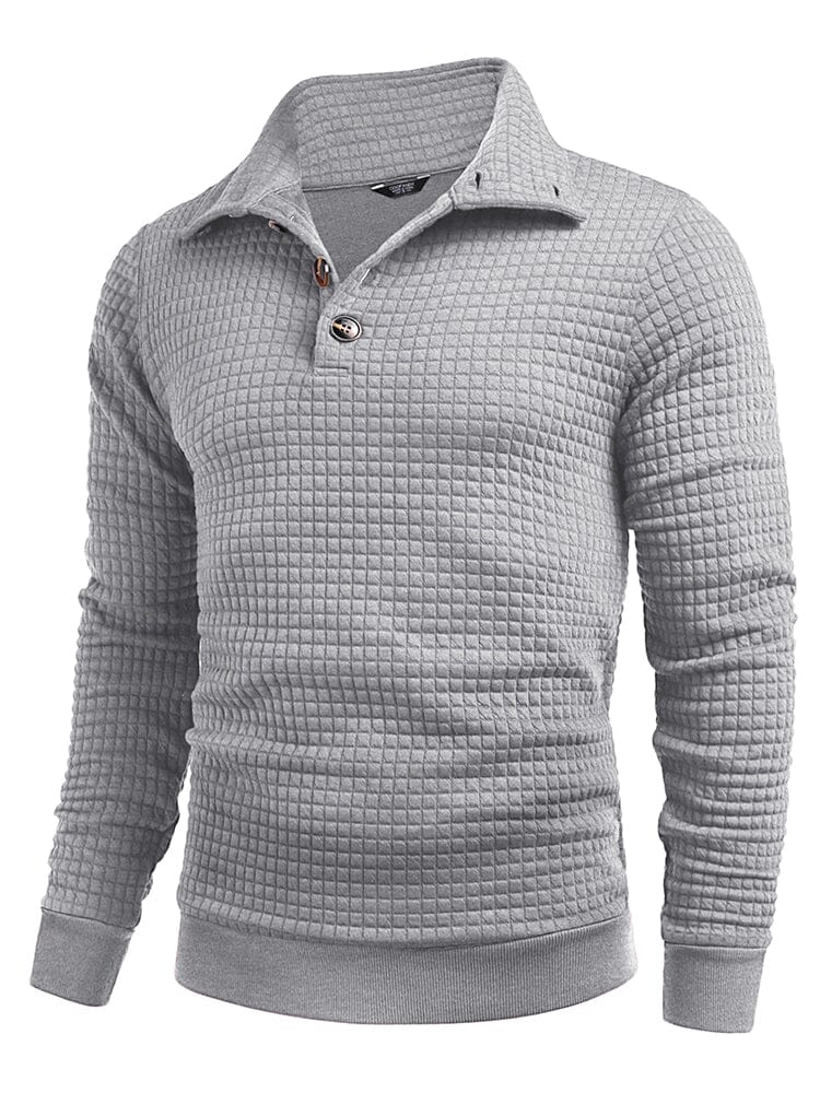 Casual Kvartskrage Waffle Sweatshirt