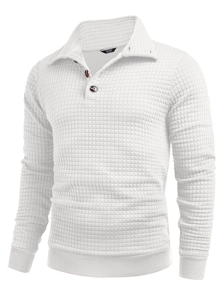 Casual Kvartskrage Waffle Sweatshirt