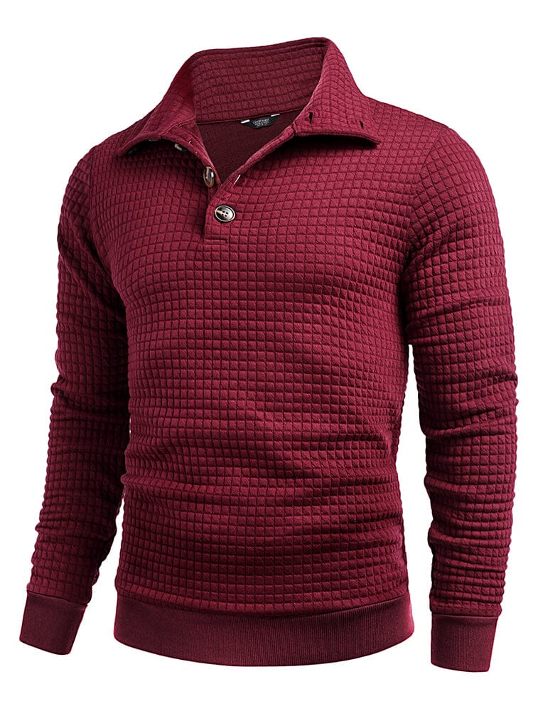 Casual Kvartskrage Waffle Sweatshirt