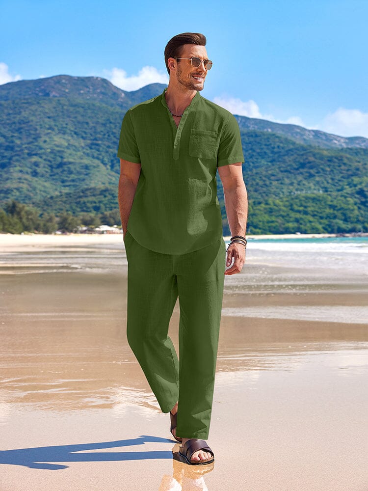 Casual Strand Bomull Linne Set