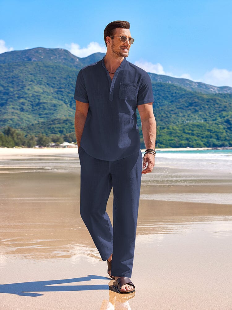 Casual Strand Bomull Linne Set