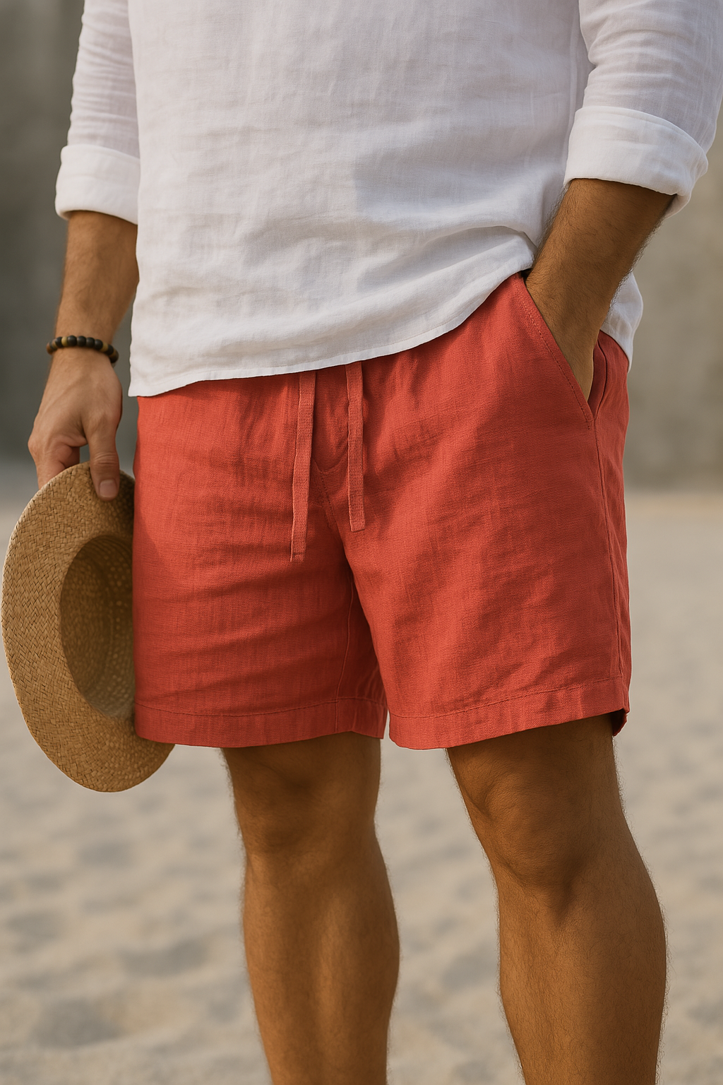 Leblanc™ | Eleganta Linneshorts med Elastisk Midja