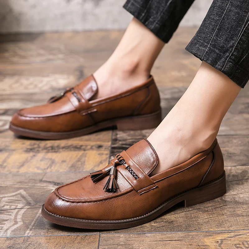 Läder Tofs Loafers