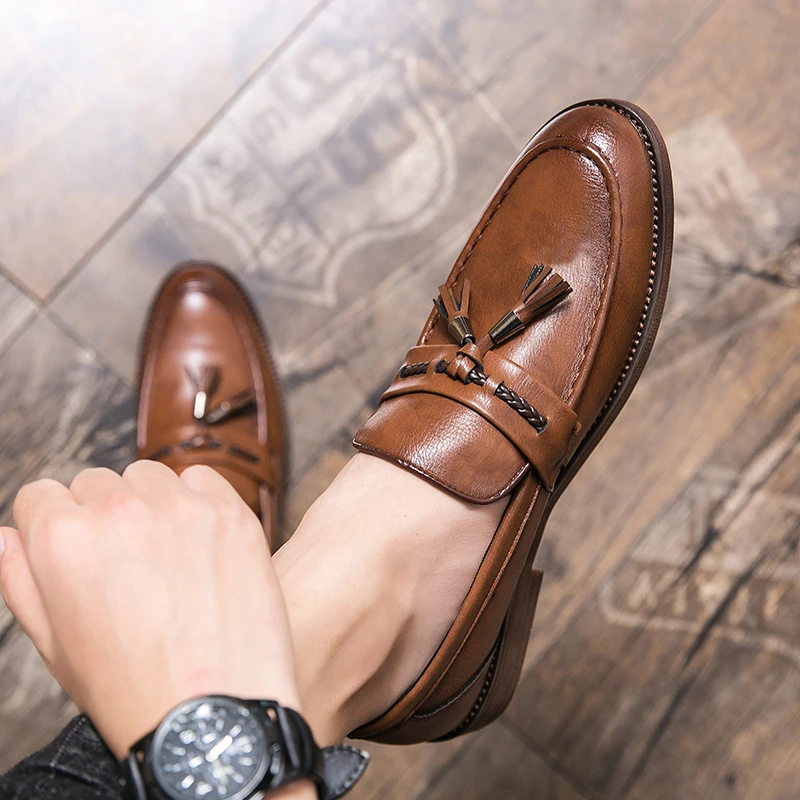 Läder Tofs Loafers