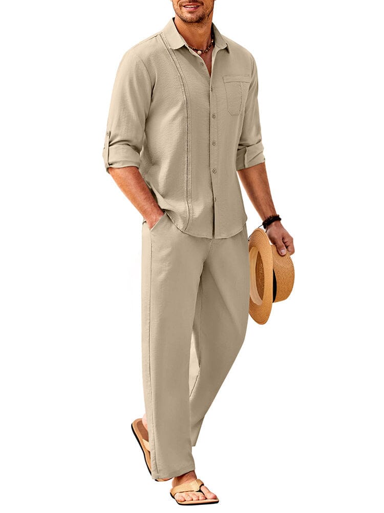 2-Delat Linne Långärmd Strand Semesteroutfit