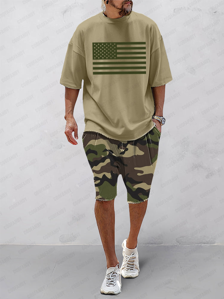 Athleisure Kamouflage Tryckt 2-Delat Set