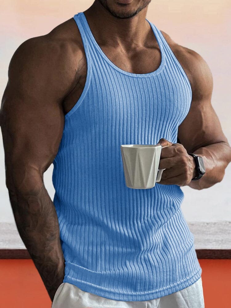 Enfärgad Slim Fit Gym Stickad Linne