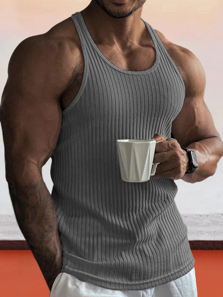 Enfärgad Slim Fit Gym Stickad Linne