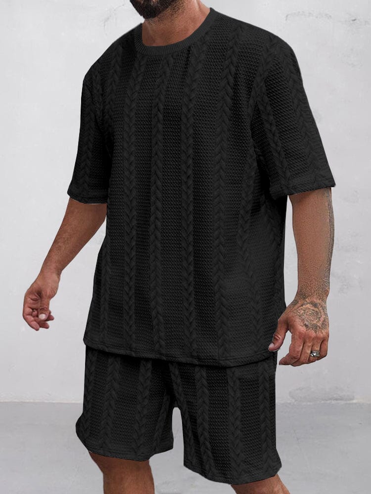 Casual Jacquard T-Shirt och Shorts Set