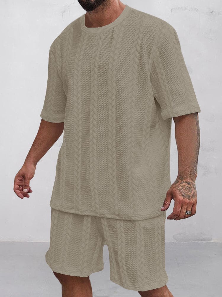 Casual Jacquard T-Shirt och Shorts Set