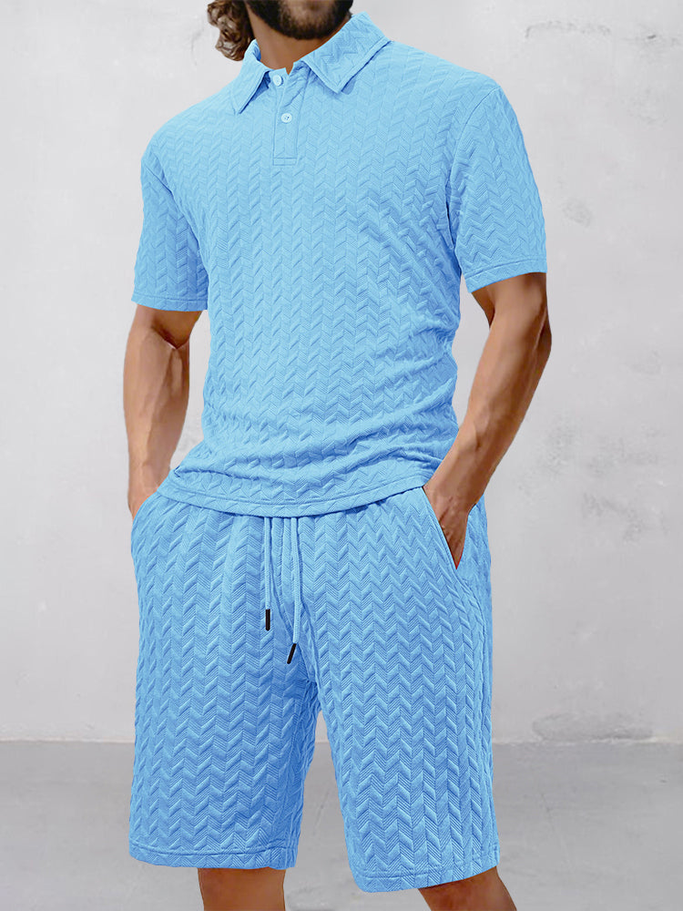 Casual Jacquard Texturerat Matchande Set