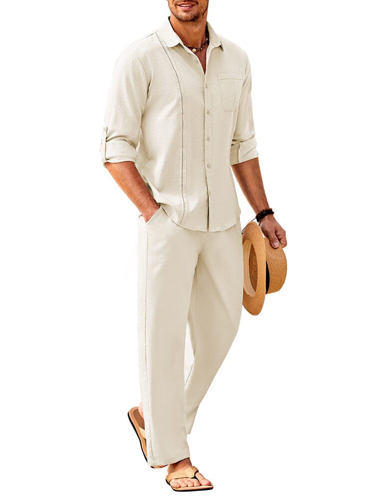 2-Delat Linne Långärmd Strand Semesteroutfit