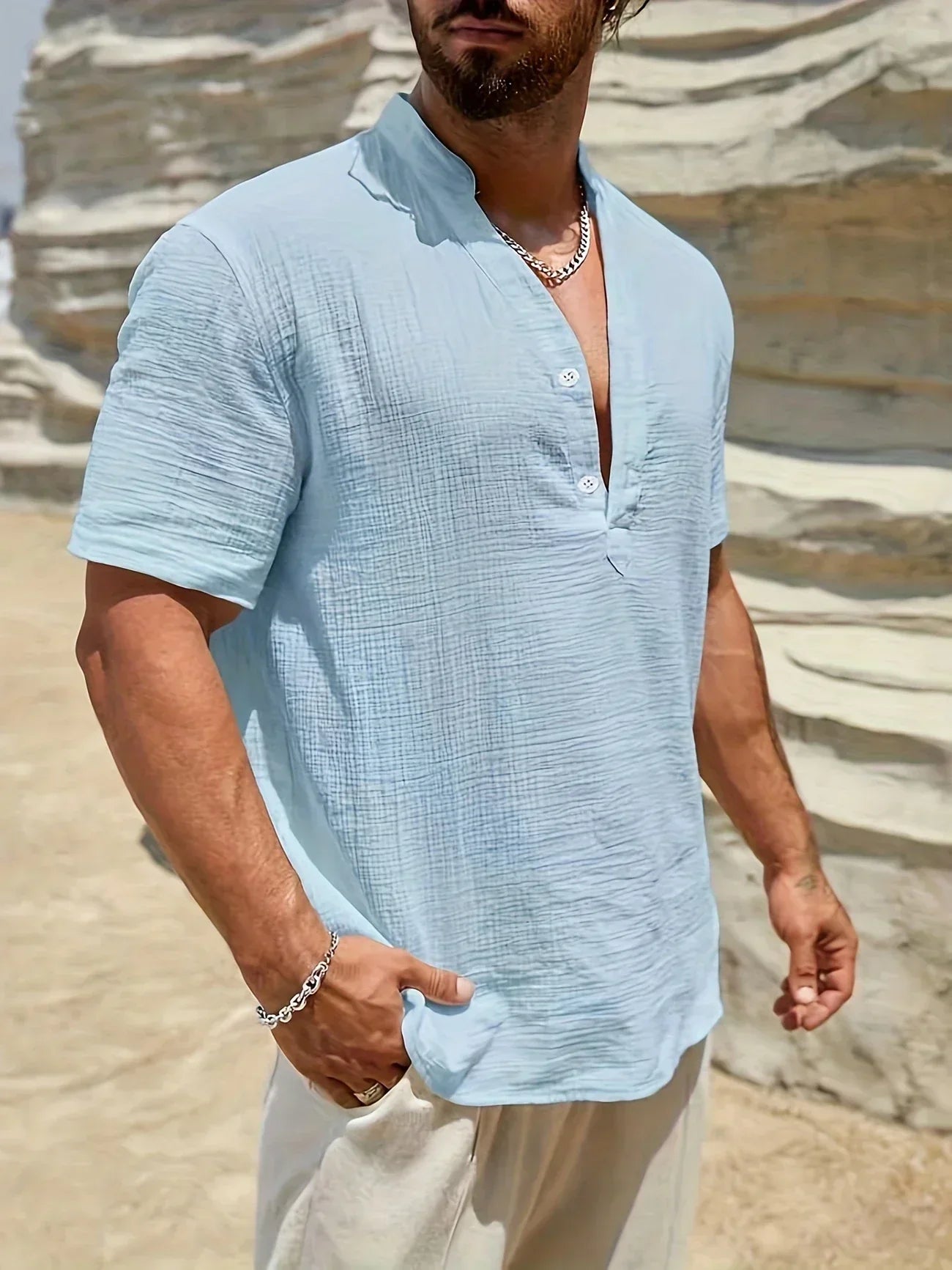 Leblanc™ | Chemise d’été élégante à col montant