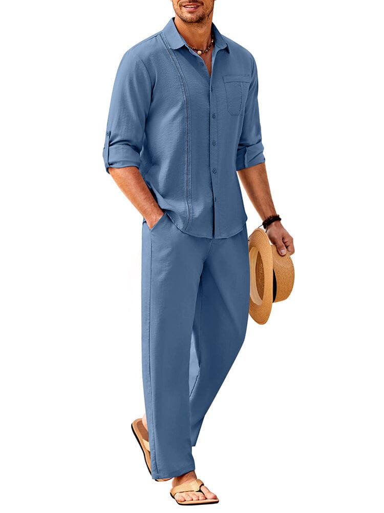 2-Delat Linne Långärmd Strand Semesteroutfit