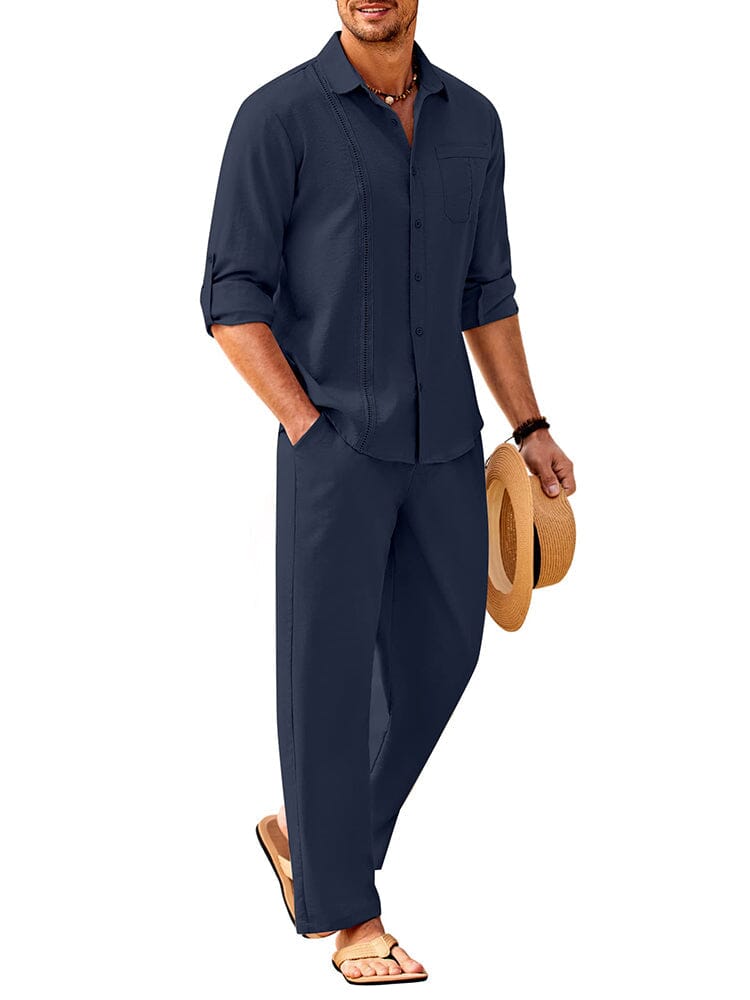 2-Delat Linne Långärmd Strand Semesteroutfit