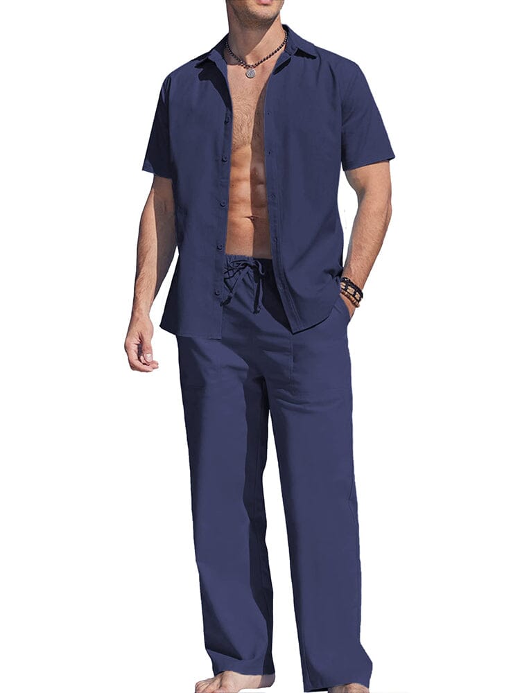 Casual Enfärgat Semester Linneset