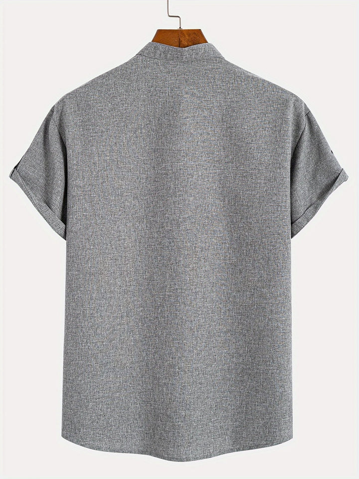 Leblanc™ | Elegant Kortärmd Skjorta med Ståkrage