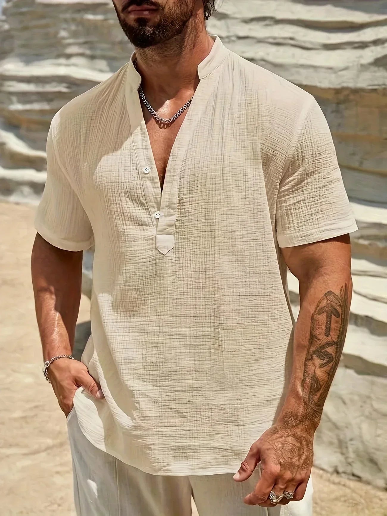 Leblanc™ | Chemise d’été élégante à col montant