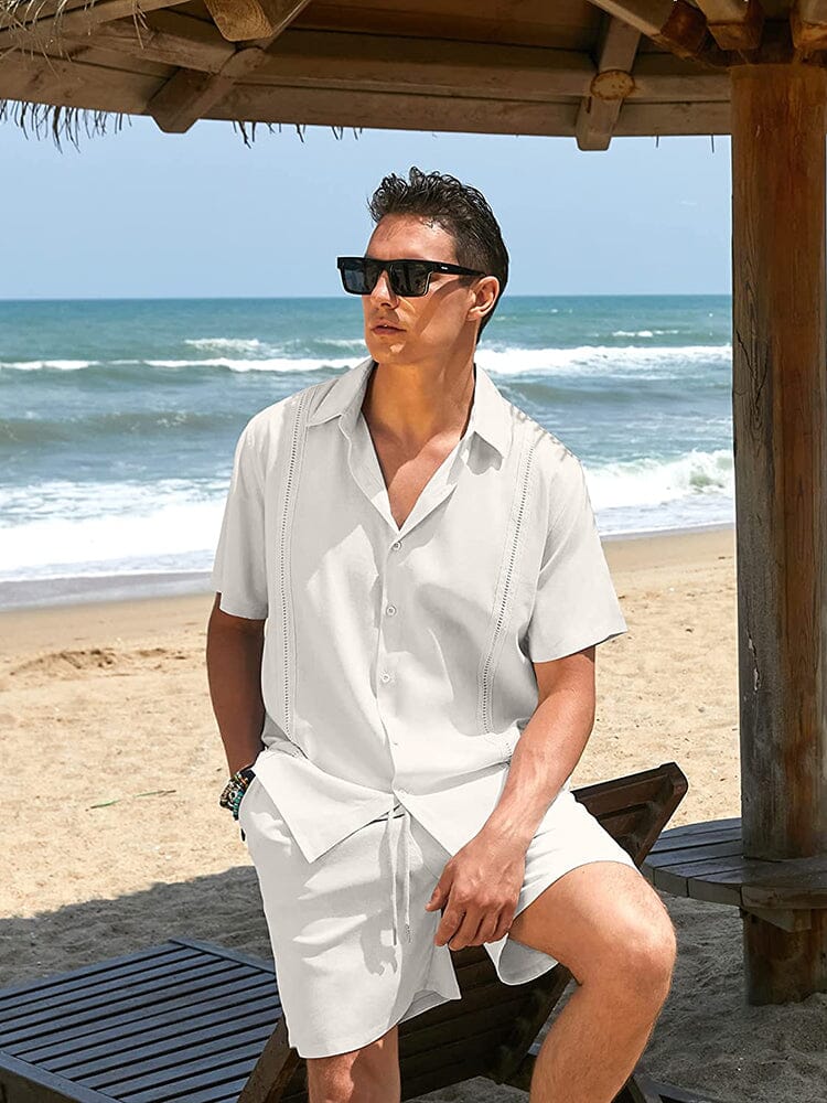 2-Delat Strand Guayabera Linneset