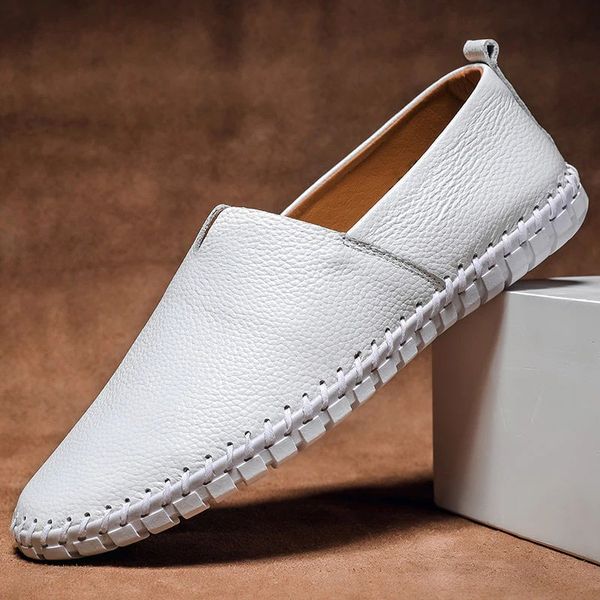 Handstickade Läder Loafers