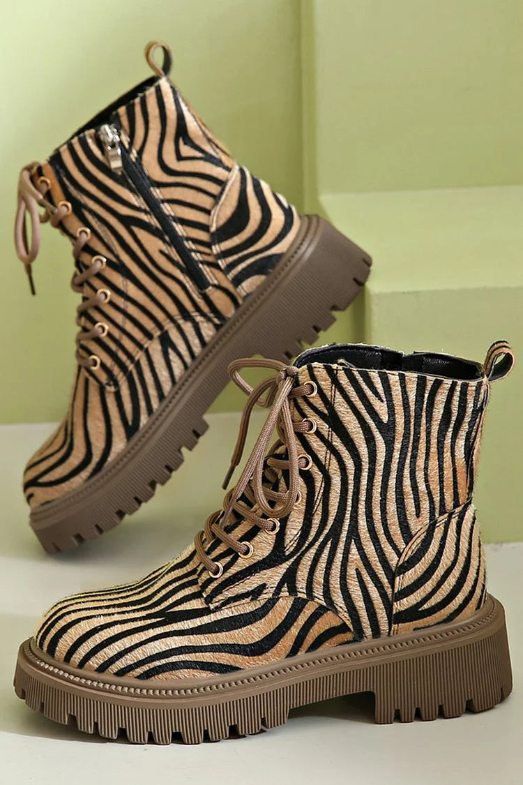 ZEBRA PRINT LACE-UP Kängor