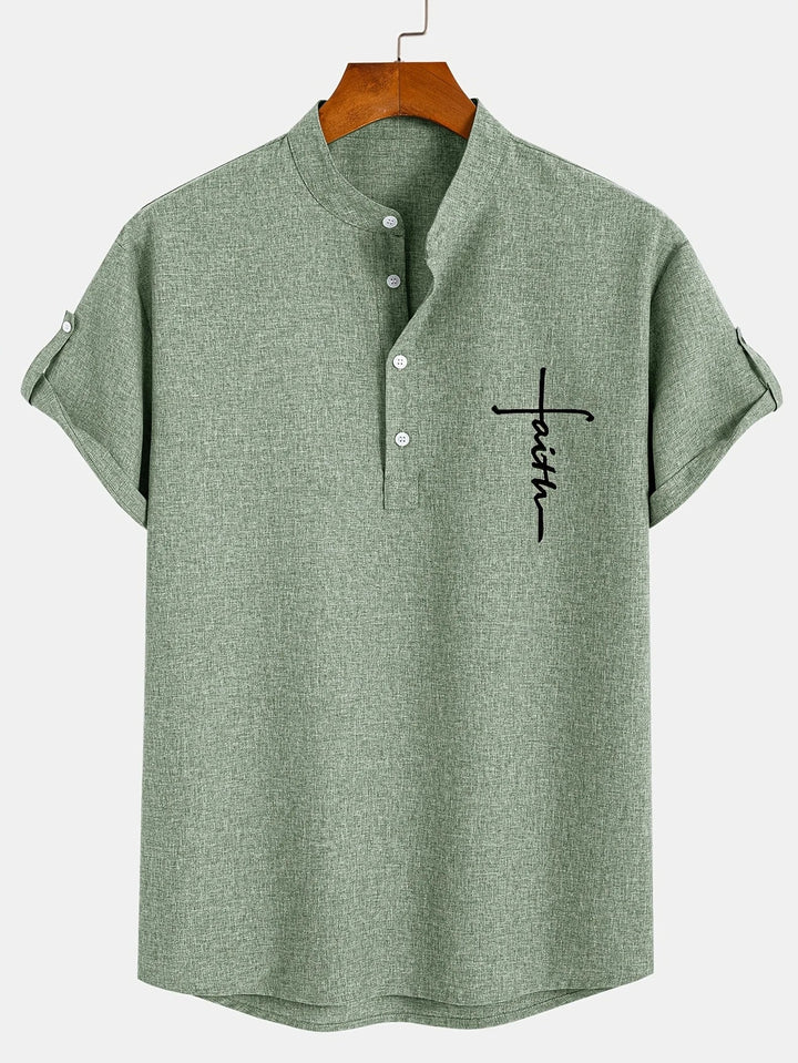 Leblanc™ | Elegant Kortärmd Skjorta med Ståkrage