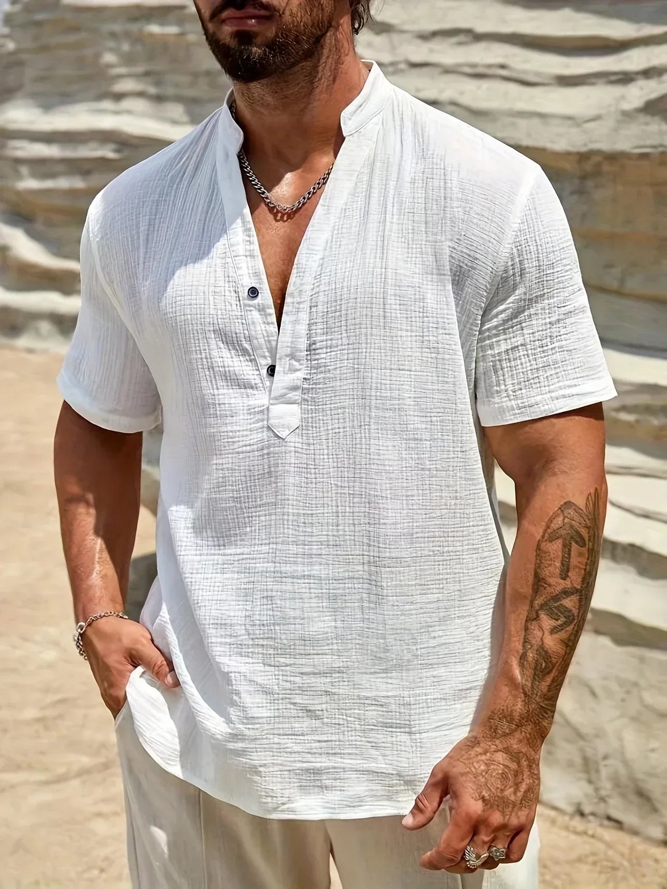 Leblanc™ | Chemise d’été élégante à col montant