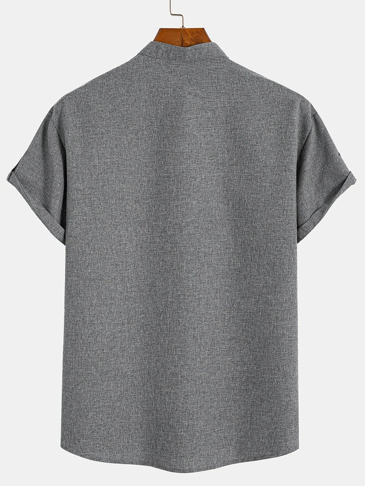 Leblanc™ | Elegant Kortärmd Skjorta med Ståkrage