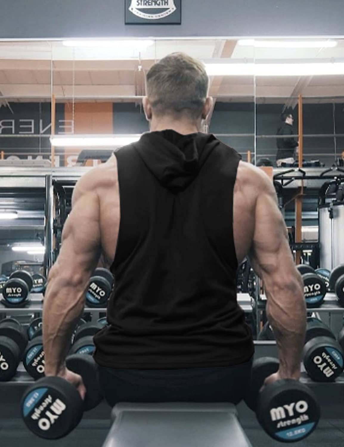 Workout Bodybuilding Ärmlös Huva Linne