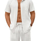 Casual Texturerat Skjorta Shorts Semesterset