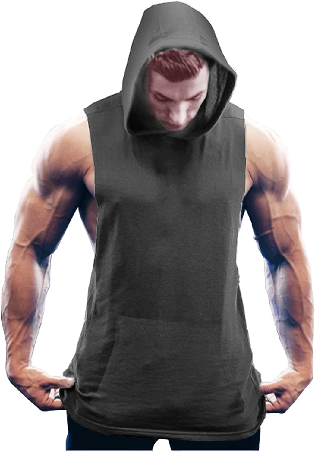 Workout Bodybuilding Ärmlös Huva Linne