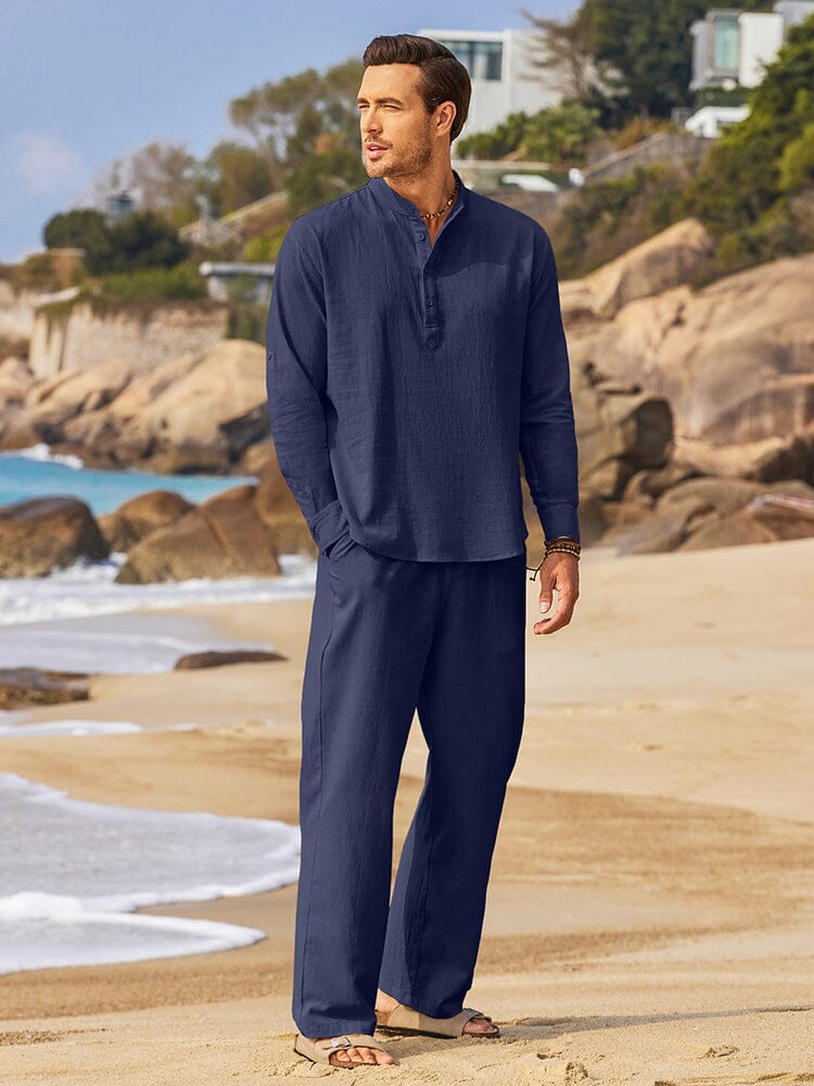 Casual 2-Delat Henley Skjortset