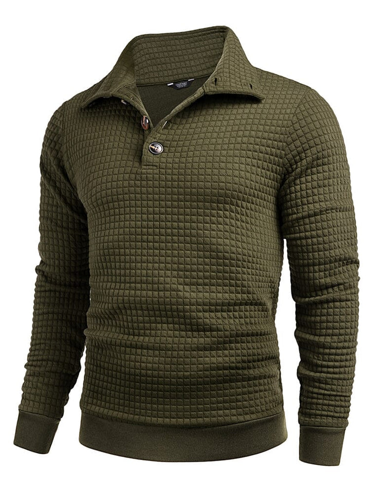 Casual Kvartskrage Waffle Sweatshirt