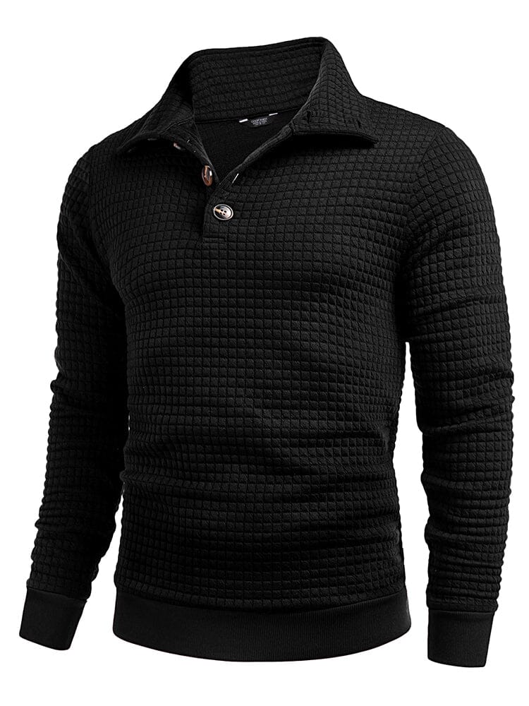 Casual Kvartskrage Waffle Sweatshirt