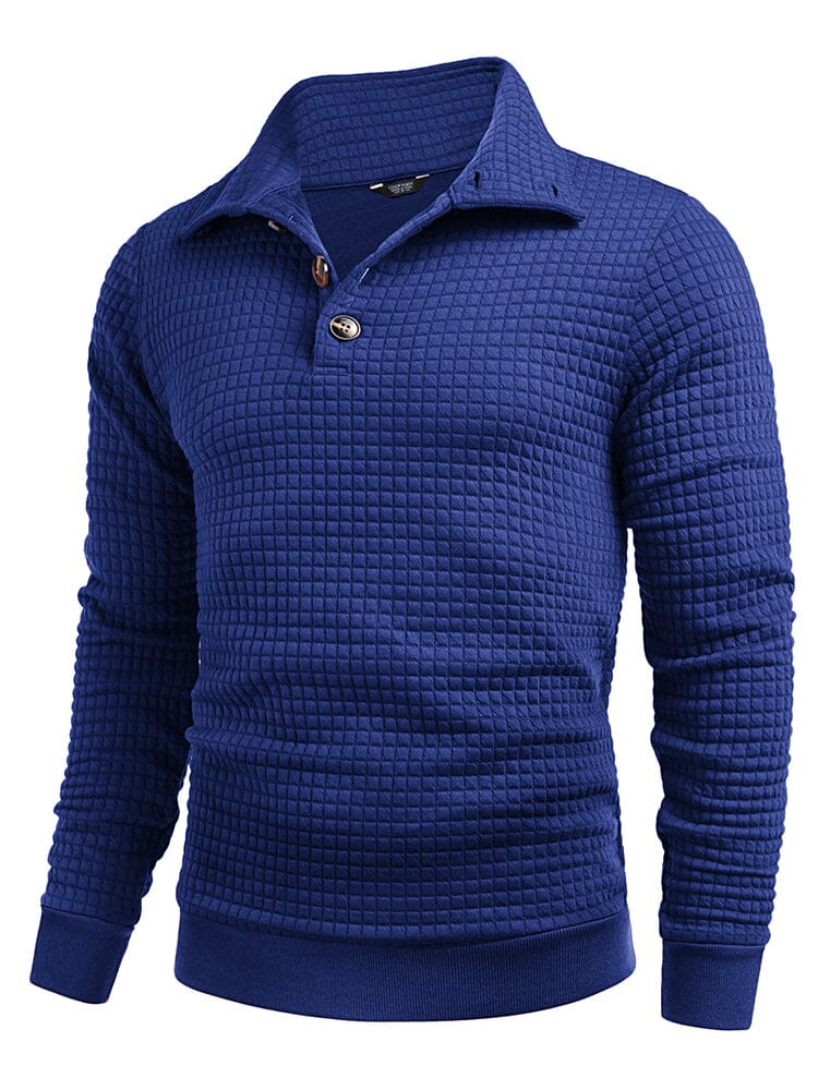 Casual Kvartskrage Waffle Sweatshirt