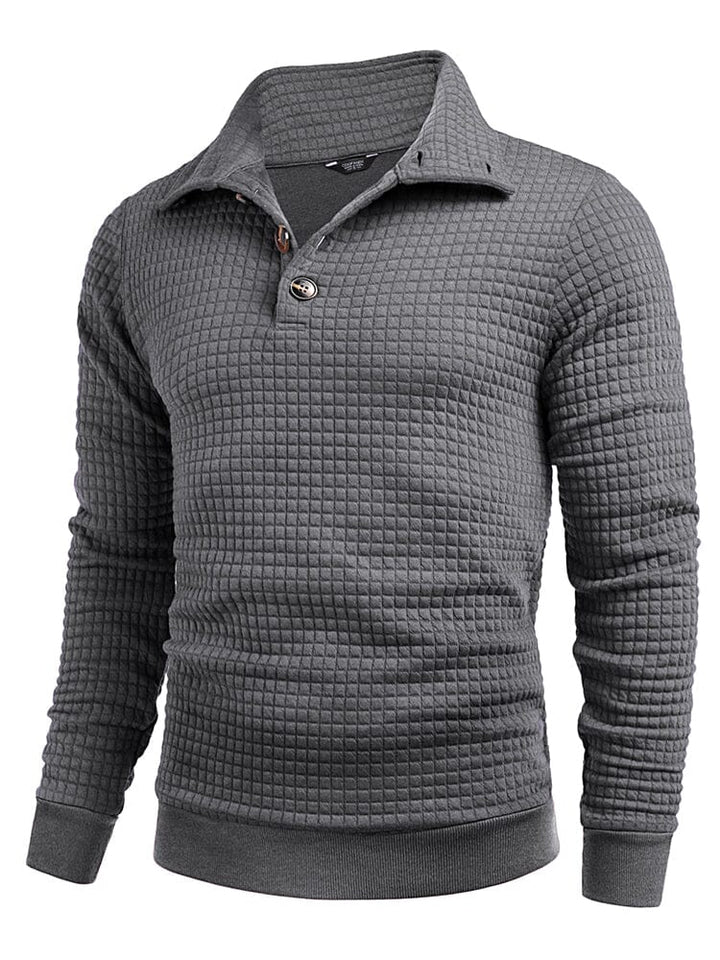 Casual Kvartskrage Waffle Sweatshirt