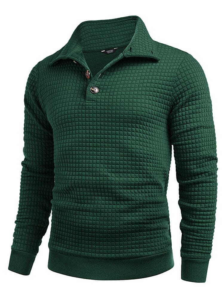Casual Kvartskrage Waffle Sweatshirt