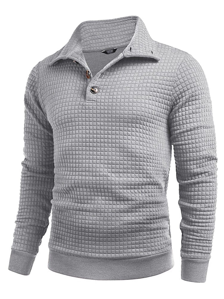 Casual Kvartskrage Waffle Sweatshirt