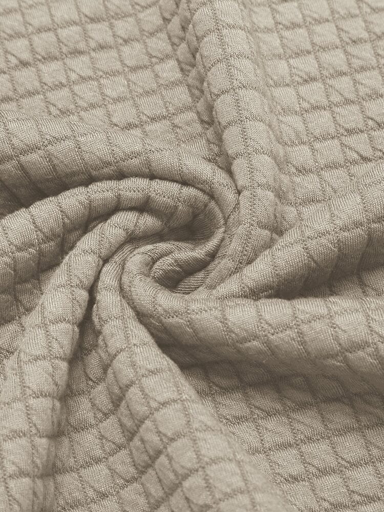 Casual Kvartskrage Waffle Sweatshirt