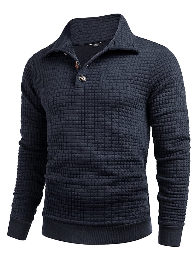 Casual Kvartskrage Waffle Sweatshirt