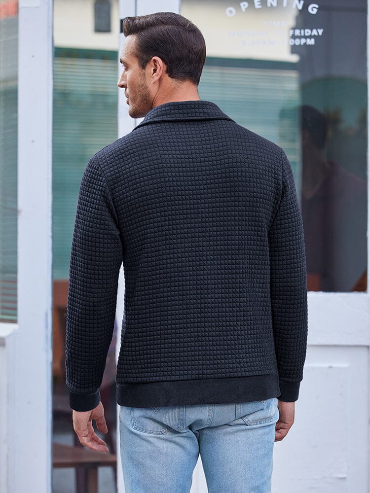 Casual Kvartskrage Waffle Sweatshirt