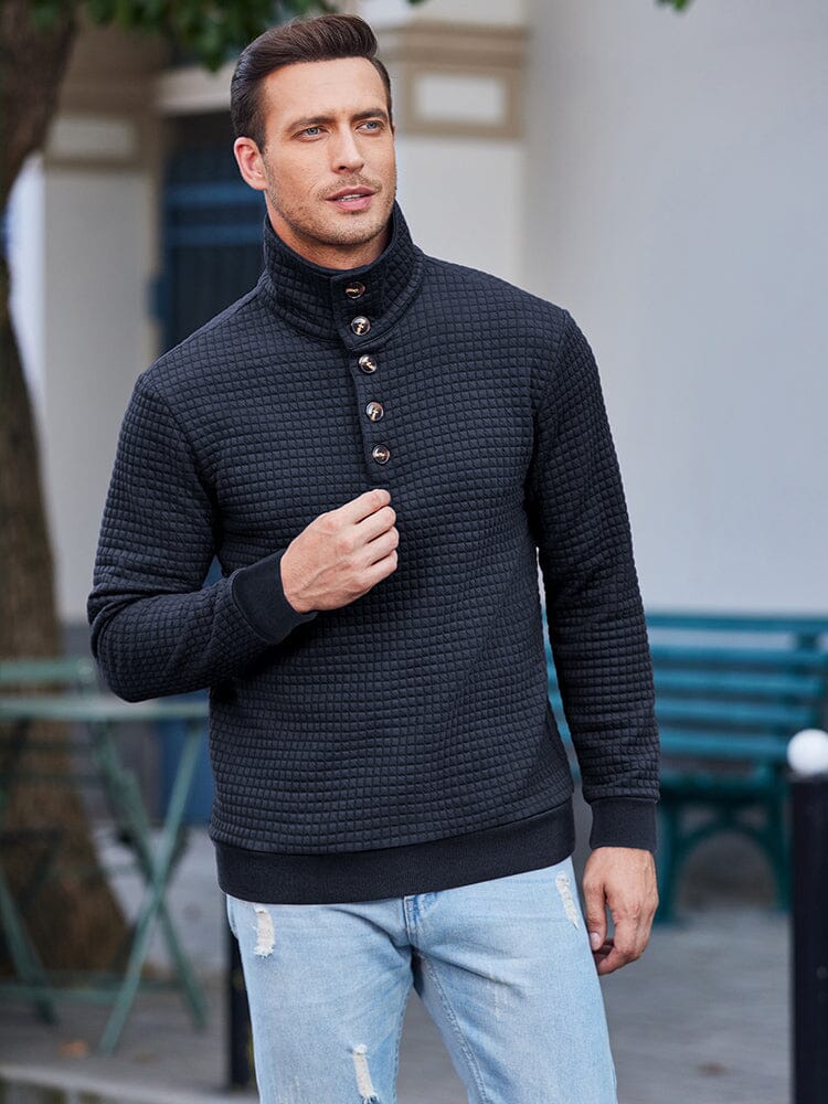 Casual Kvartskrage Waffle Sweatshirt