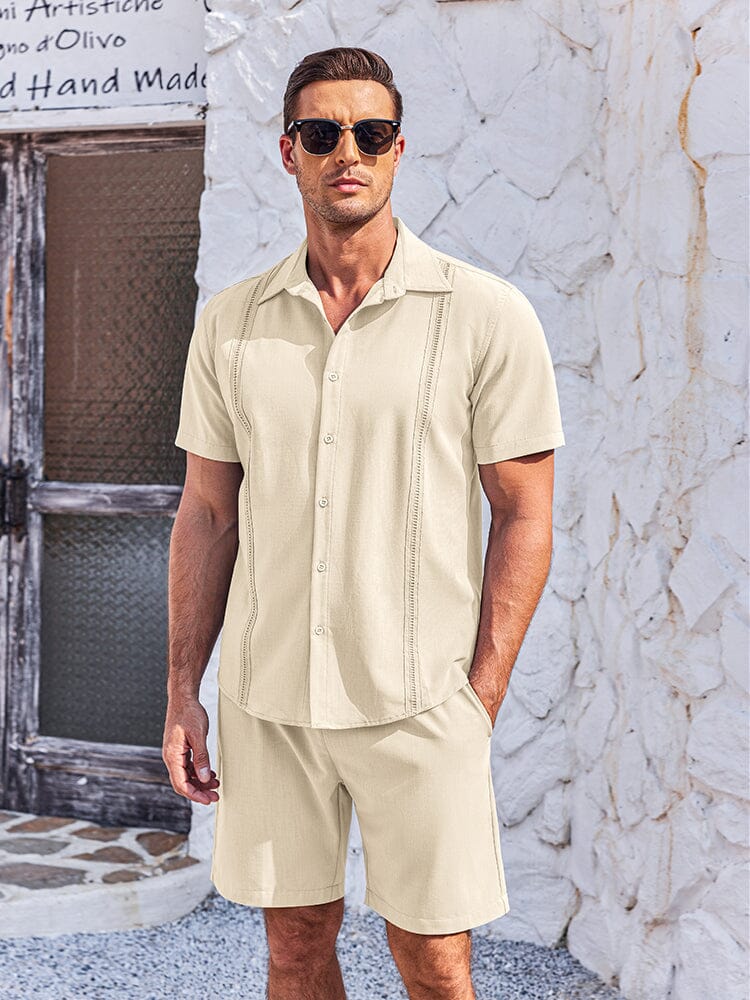 Mjuk Kubansk Skjorta Shorts Set